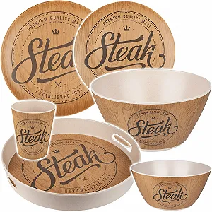Набір посуду Меламін Premium Quality Steak, 6 предметів - Фото 1