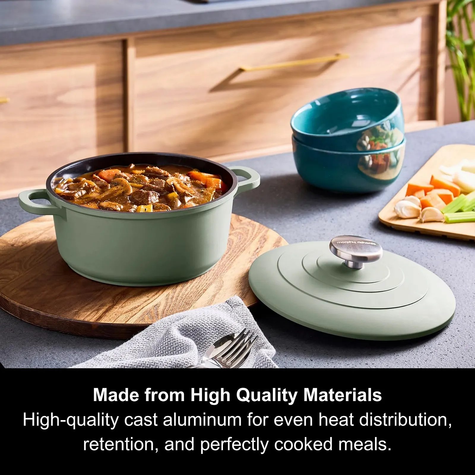 Деко для запікання Morphy Richards 851000 литий алюміній 20 см антипригарне покриття зелене, фото №3