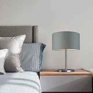 Настільна лампа Home Sweet Home Mauro Modern 40/40/35.6 см з тканинним абажуром E27 з вимикачем світло-сіра synthetic.ua - Фото 1