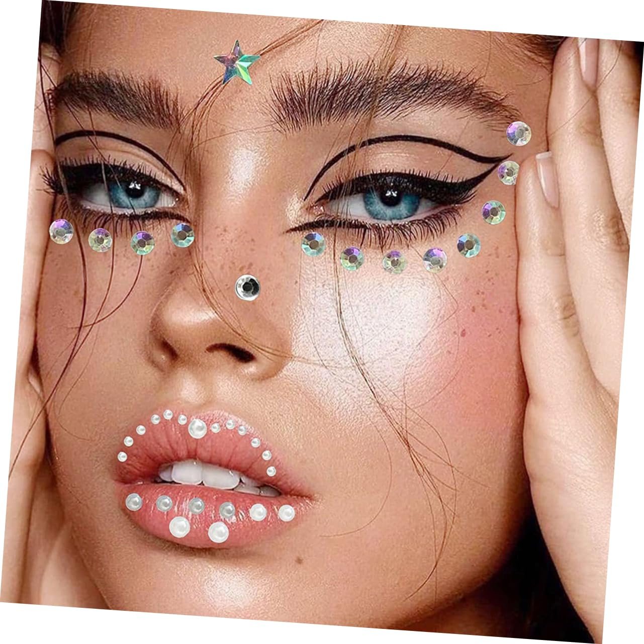 Стразы для лица PLAFOPE 9 листов, блестящие стразы, наклейки для тела, украшения для макияжа глаз, фото №9