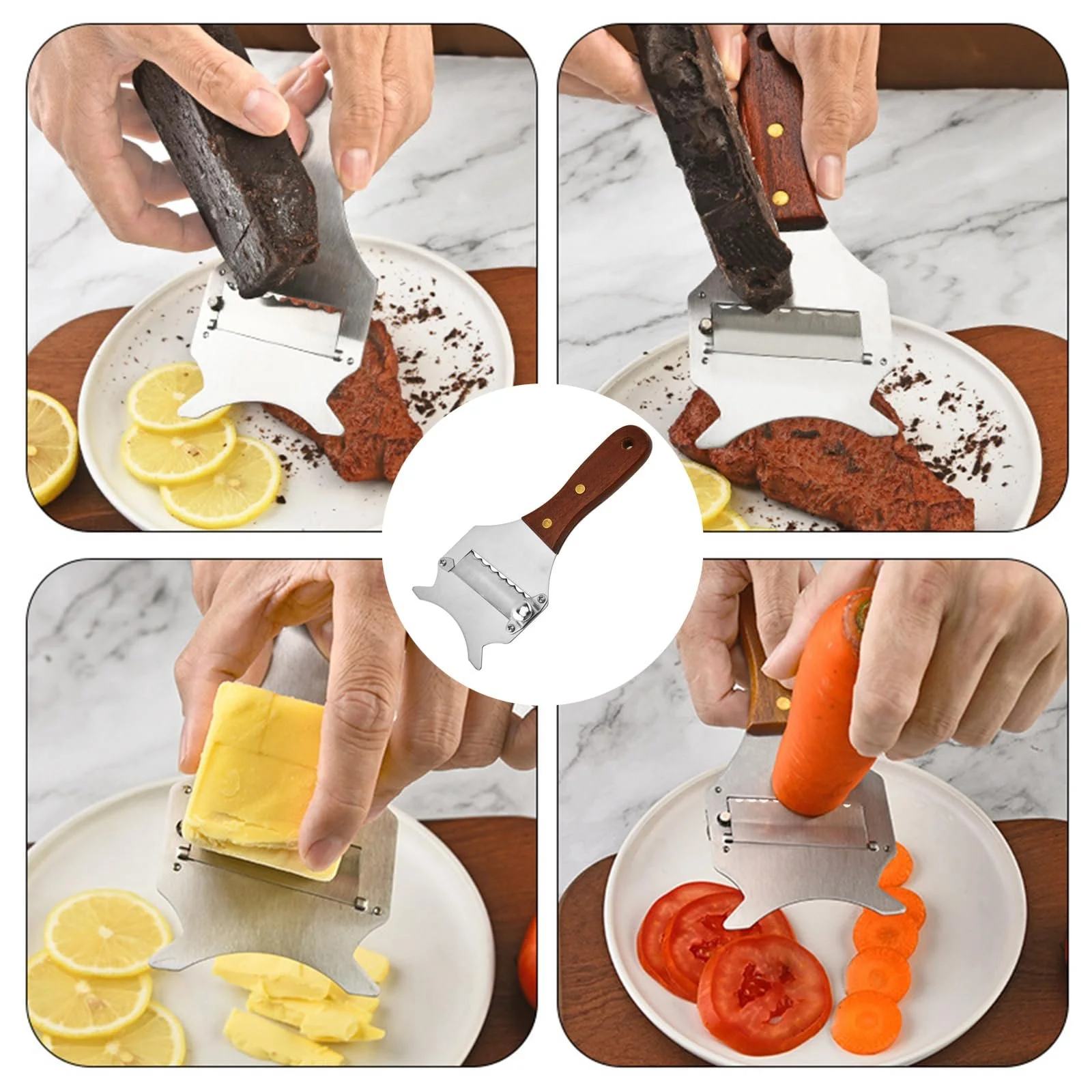 Слайсер Gourmebel для трюфелів з нержавіючої сталі з дерев'яною ручкою, фото №4