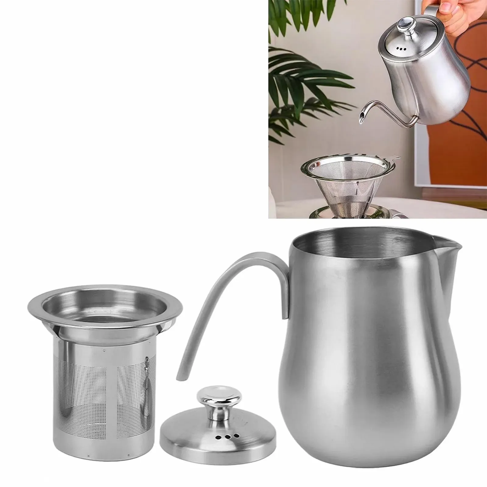 Кавник Домашній, вбудований фільтр Кавоварка Нержавіюча сталь, фото №7