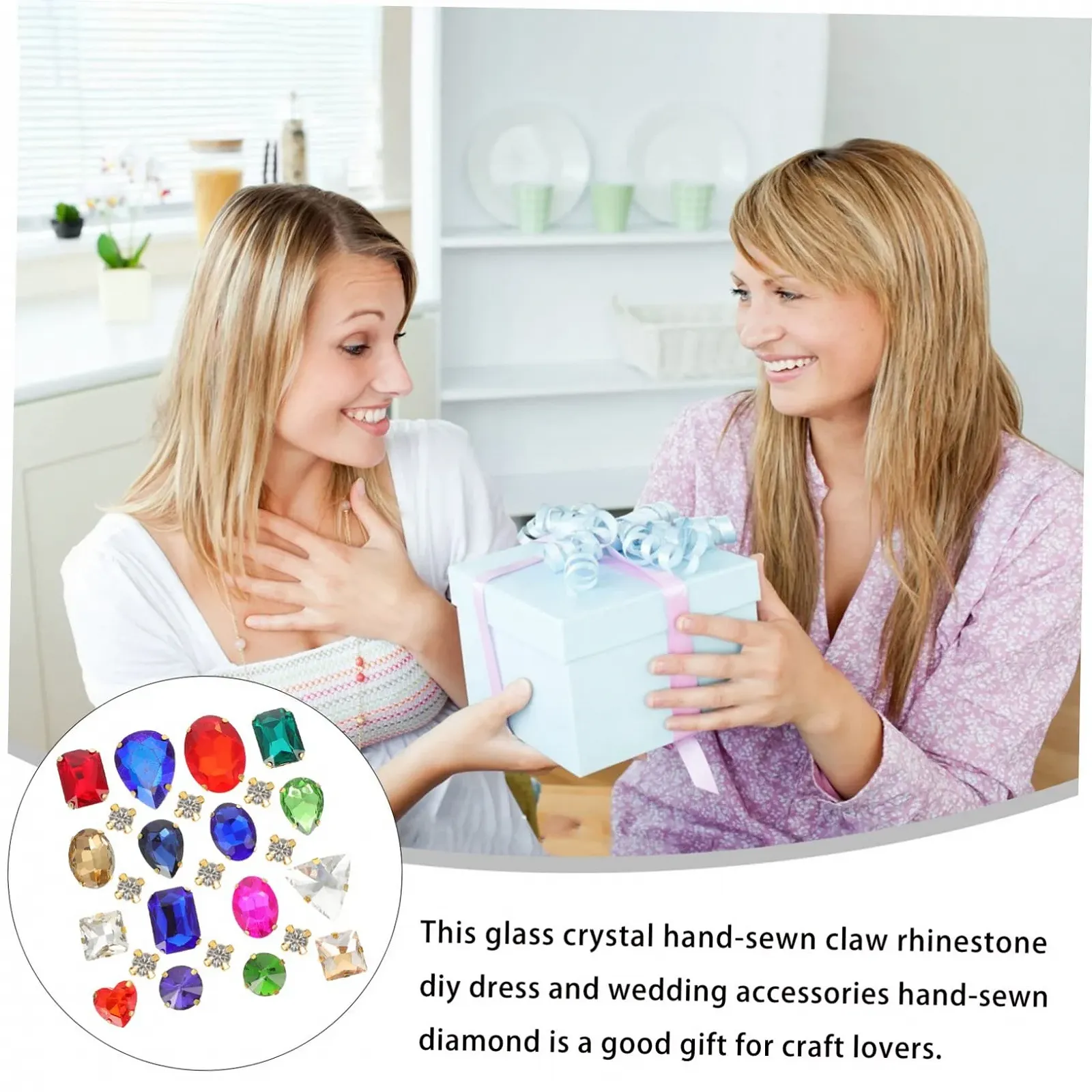 Стрази Operitacx Набір Блискучі Стрази для ювелірних виробів, пришивні камені в оправі, різні форми для одягу, фото №6