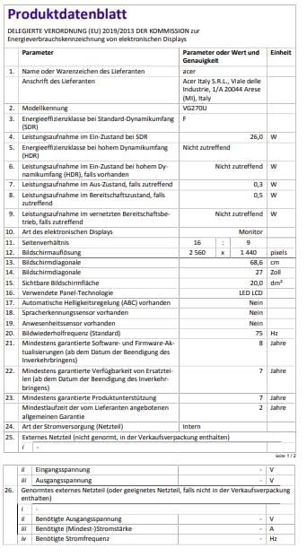 Дисплей Acer VG270U 68,6 см Wide Quad HD Черный, фото №6 Дисплей Acer VG270U 68,6 см Wide Quad HD Черный, фото №6