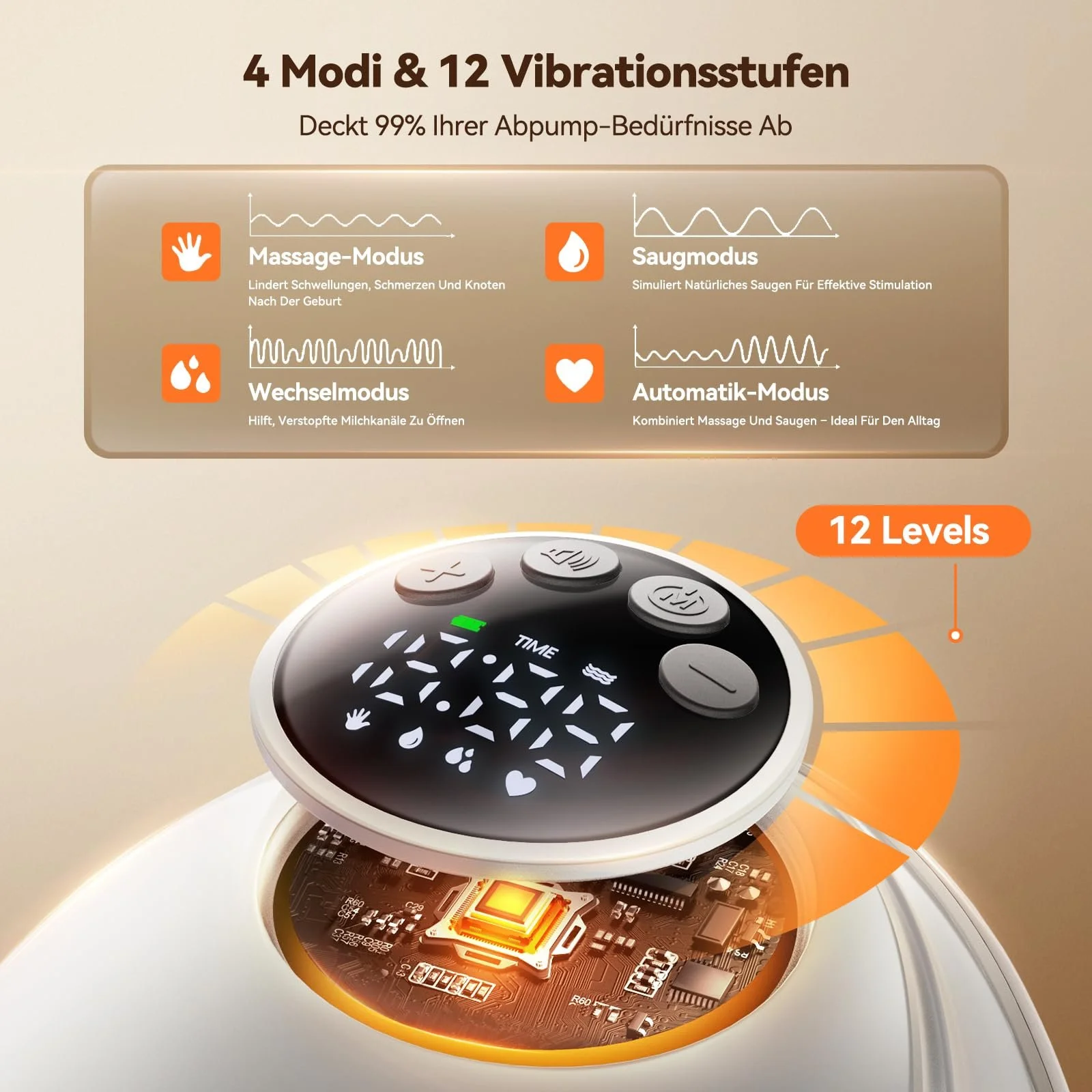 Молокоотсос Robofun электрический, свободные руки, двойной, 4 режима, 12 уровней всасывания, функция защиты от переполнения, с коробкой для хранения, 2 шт., фото №4 Молокоотсос Robofun электрический, свободные руки, двойной, 4 режима, 12 уровней всасывания, функция защиты от переполнения, с коробкой для хранения, 2 шт., фото №4