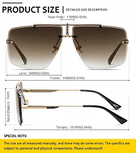 Сонцезахисні окуляри Квадратні Ретро SHEEN KELLY для чоловіків і жінок Без оправи synthetic.ua - Фото 1