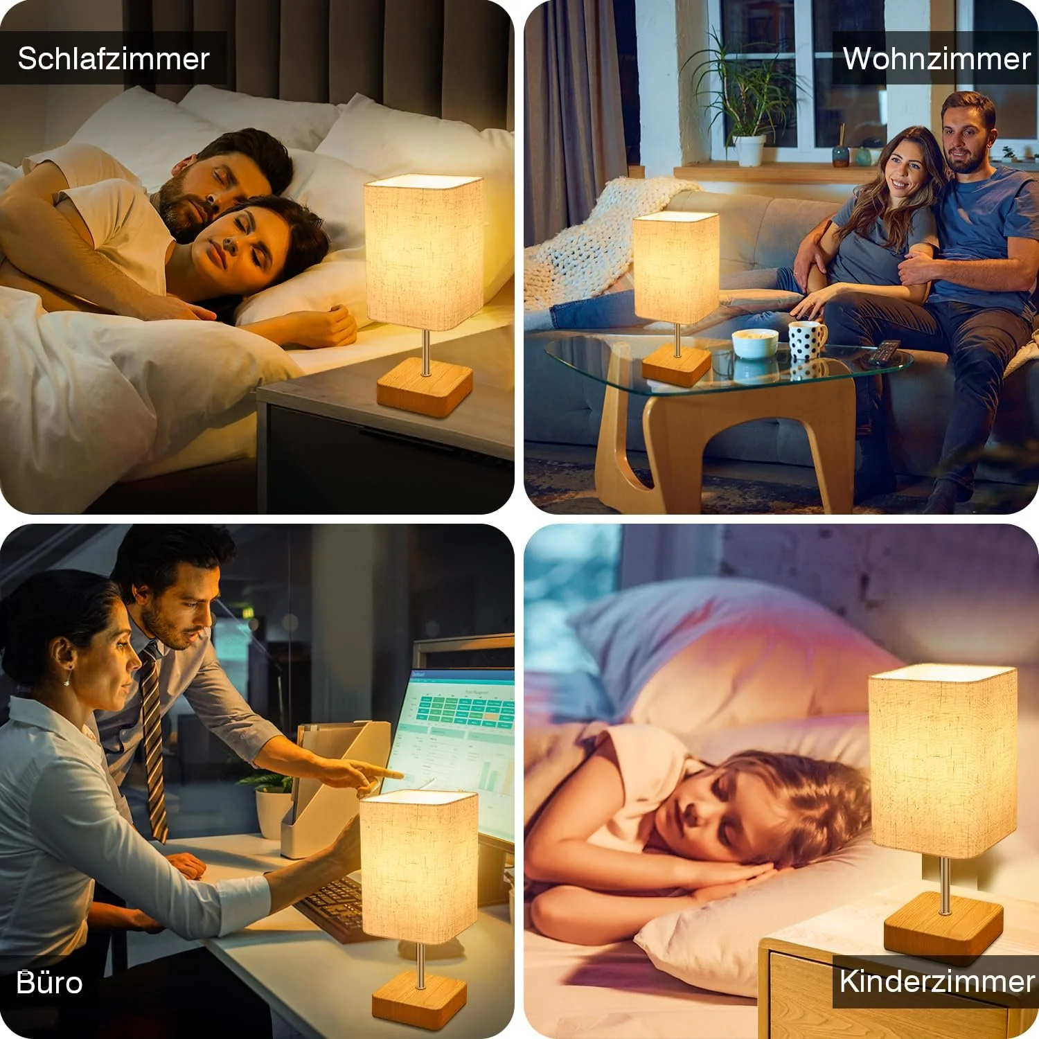 Настільна лампа Jayencer Нічна Сенсорна Диммер 3 рівні Лляний абажур E14 4 Вт LED 27,5 см, фото №7