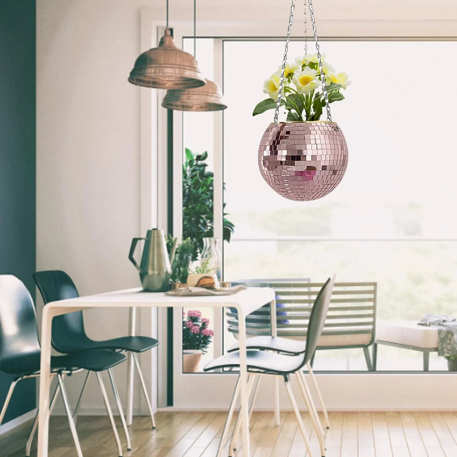 Підвісне кашпо SYNYEY Диско-куля Дзеркальне 6 дюймів Сріблясте, фото №9 Підвісне кашпо SYNYEY Диско-куля Дзеркальне 6 дюймів Сріблясте, фото №9