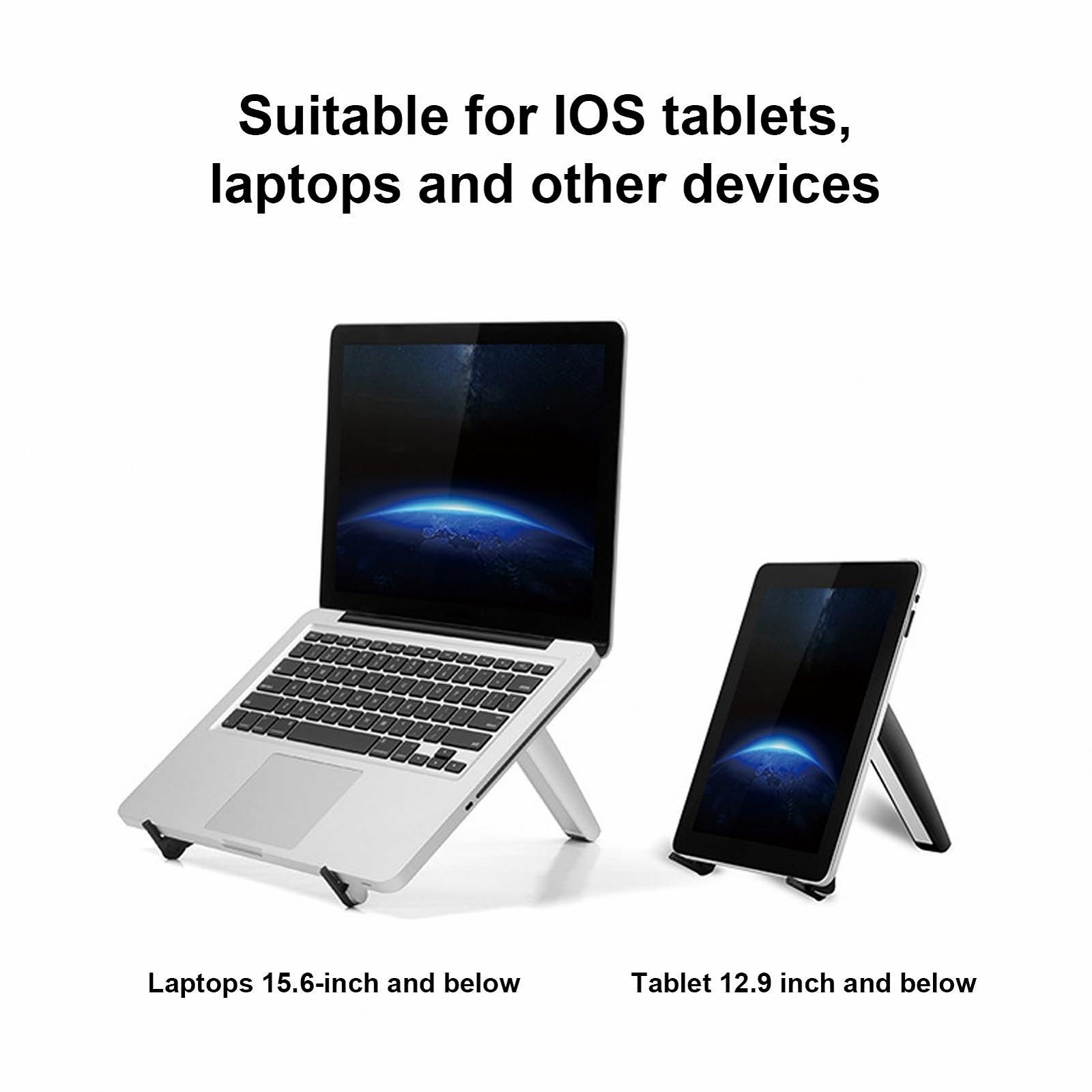 Складная подставка для ноутбука, регулируемый держатель для планшета, эргономичная подставка для ноутбука для работы дома или в офисе, алюминиевый сплав, черный, фото №5