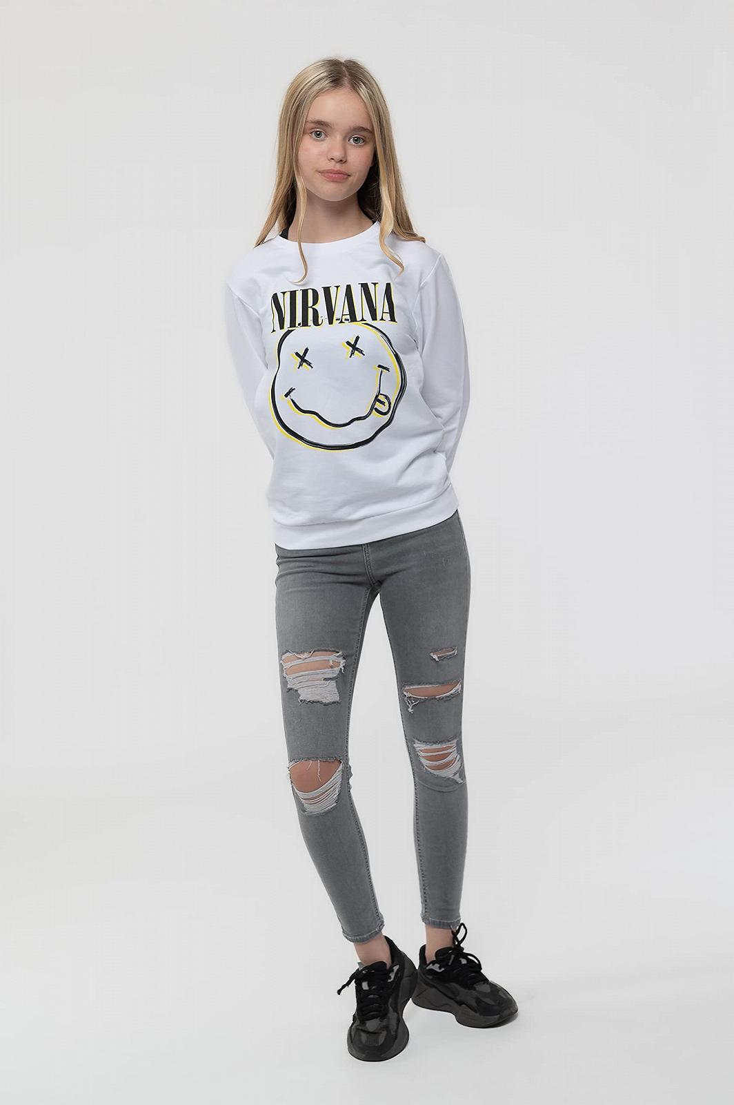 Детский свитшот Nirvana Inverse Smile Band Logo Nue offiziell Белый, фото №4