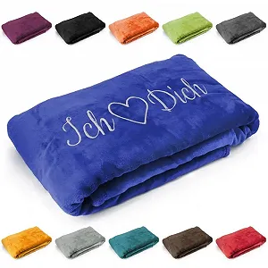 Покривало Ich Liebe Dich, 200 см x 150 см, нічний синій - Фото 1