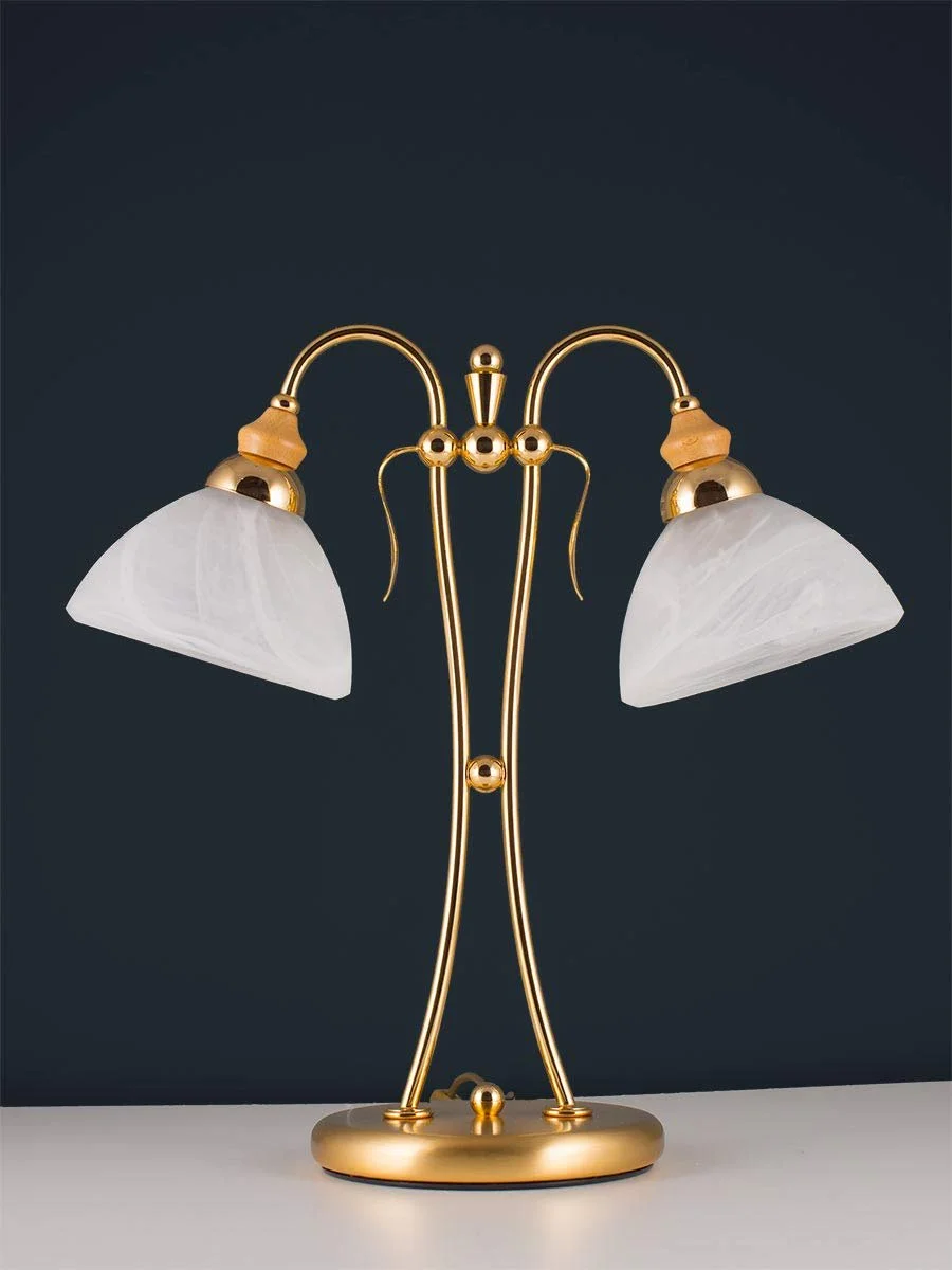 Настільна лампа 405048 Gold-Plated Large Beech Wood Classic 2xE27 Золота, фото №3