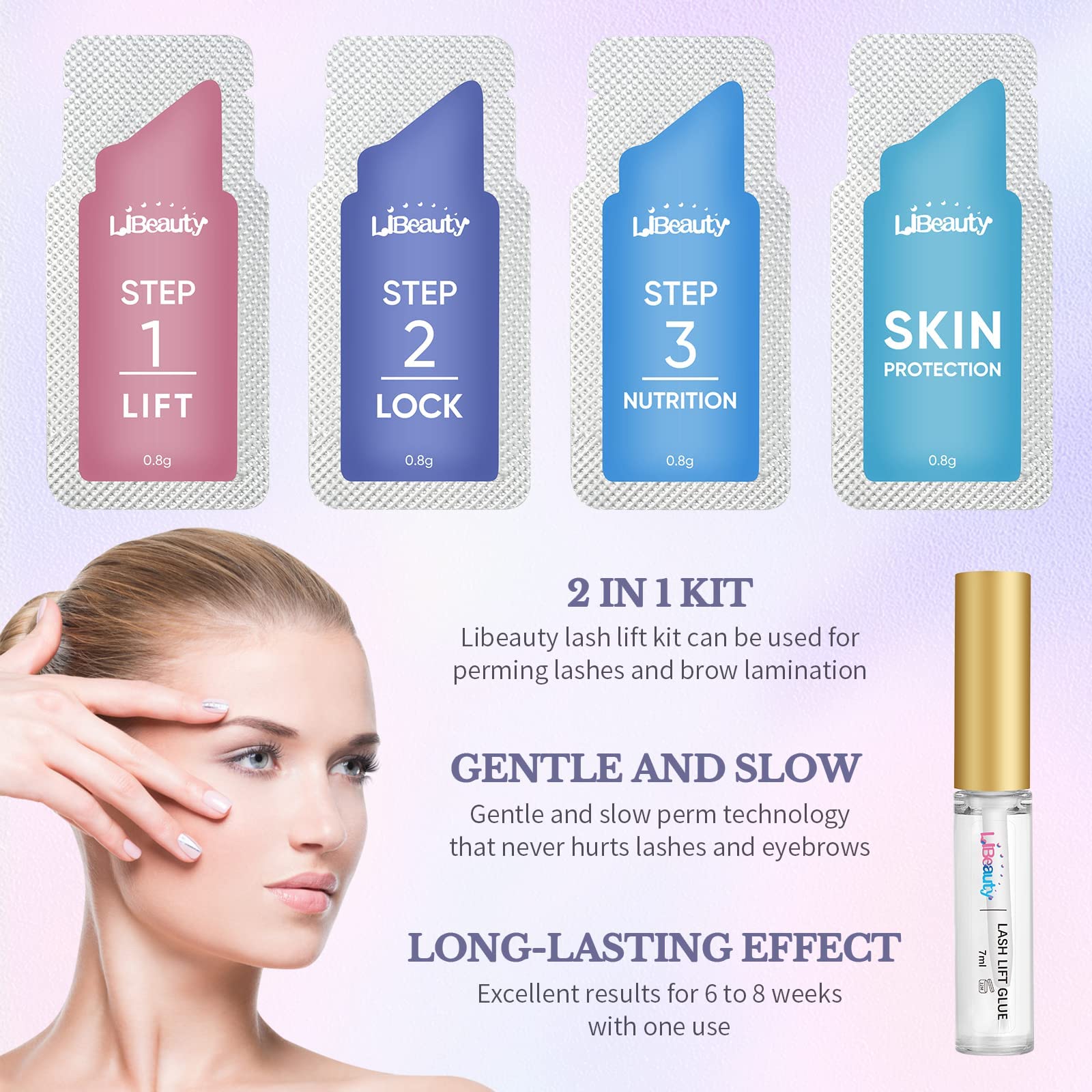 Набор для лифтинга ресниц Libeauty, набор для завивки ресниц, 2-в-1 набор для ламинирования бровей, фото №5