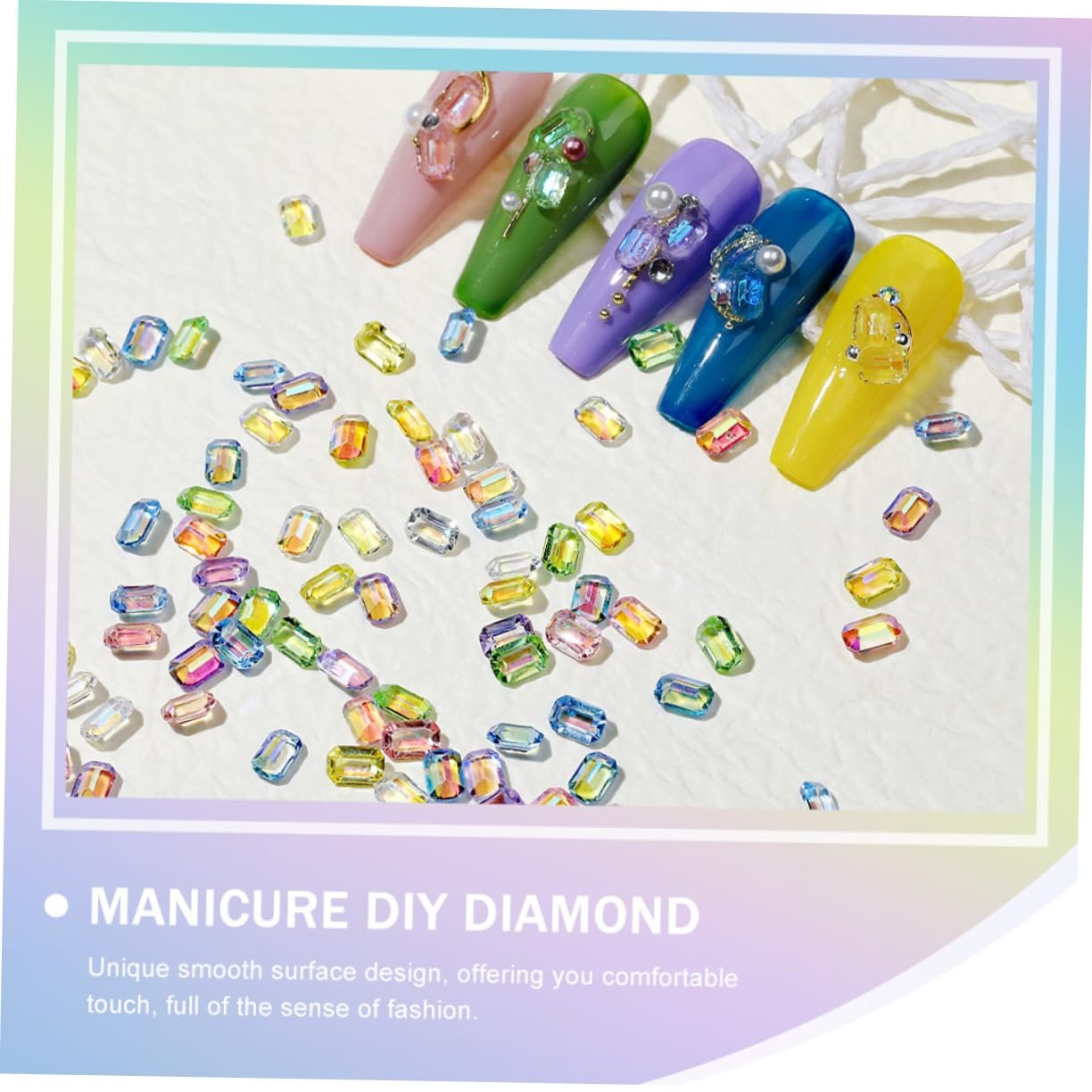 Прикраси Boxen, різнокольорові плоскі камені для творчого дизайну нігтів вдома та в салонах, фото №4