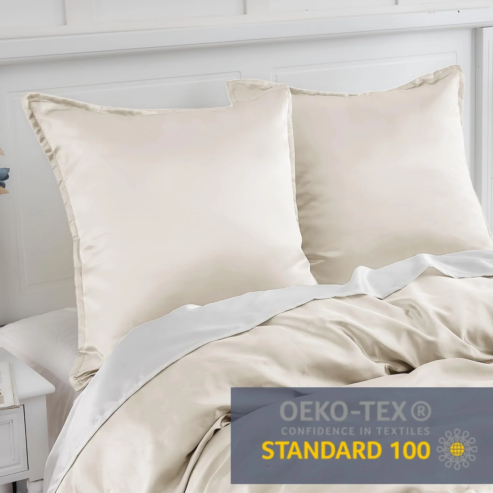 Набор наволочек атласных Vielit 2 шт 80 x 80 см с молнией, бежевый, фото №3 Набор наволочек атласных Vielit 2 шт 80 x 80 см с молнией, бежевый, фото №3