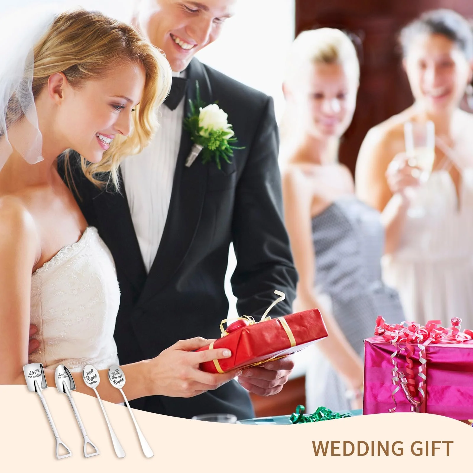 Ложка Кавова ложка Two Pairs of Coffee Spoons Engraved Coffee Spoon Міцна і довговічна, фото №5