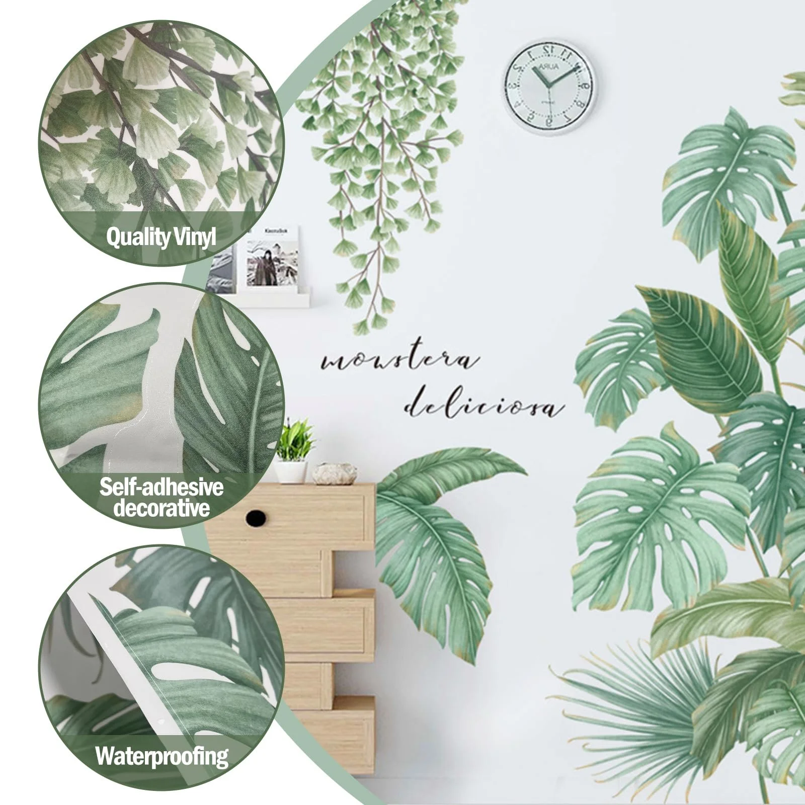 Наклейка на стіну (2 шт.) Plants Tropical Leaves Green Nature Jungle, фото №6