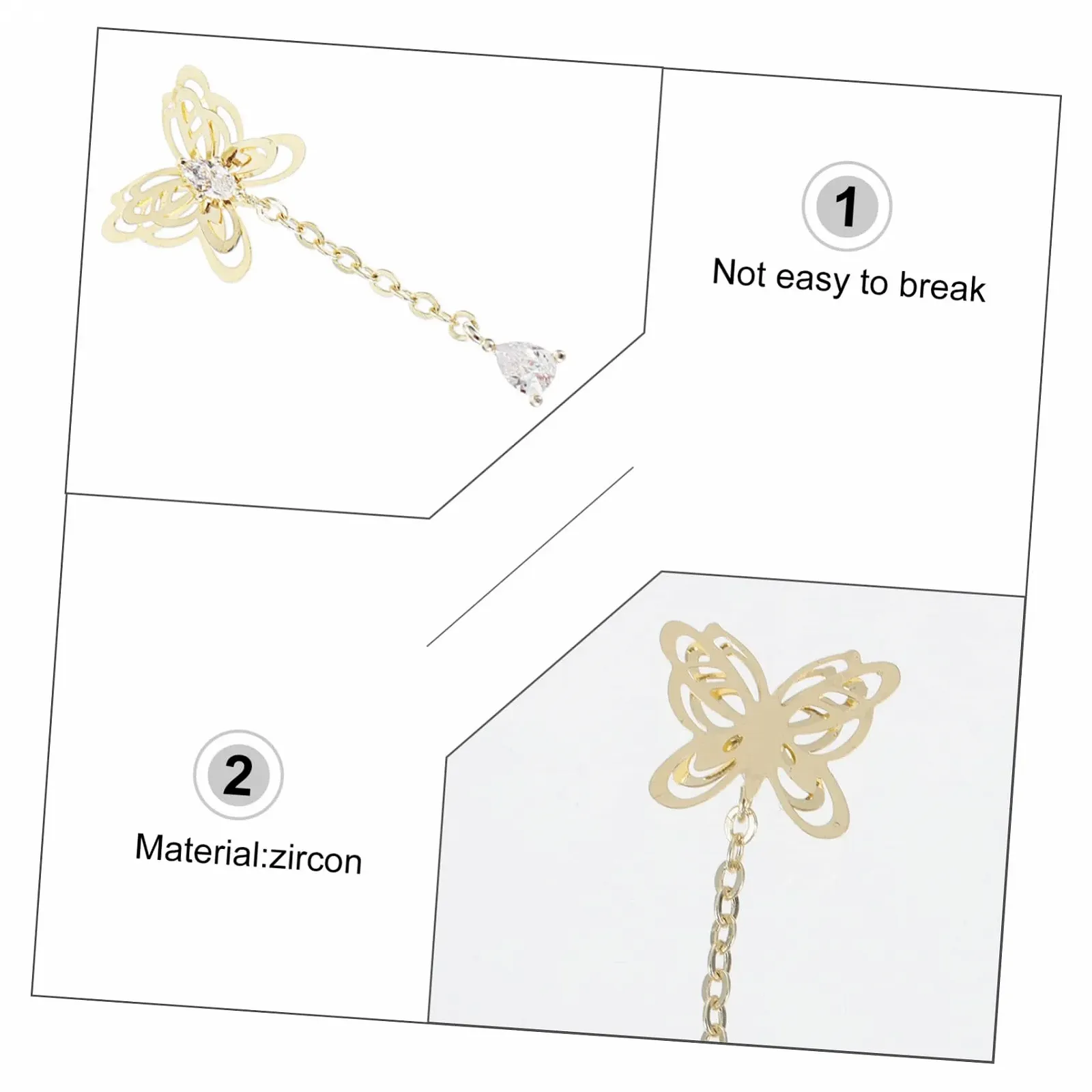 Прикрасы для маникюра Цепочка Стразы Декоративные DIY Заклепки Золотые Заклепки для Подвесок Свадебные Шармы Вечеринка Ночной Клуб Искусственные Металлические Бабочки Драгоценности Самоцветы, фото №9