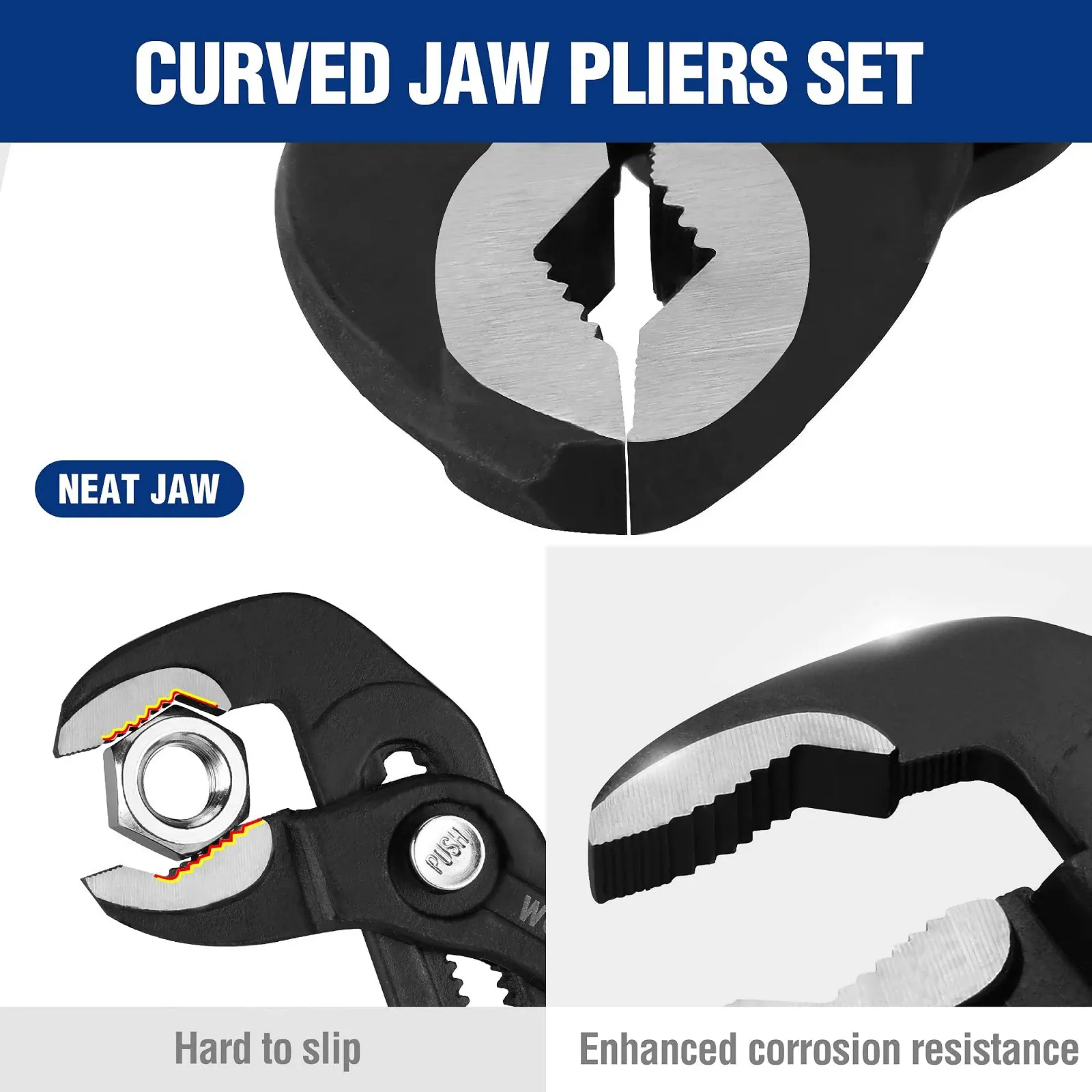 Водяные плоскогубцы WORKPRO Professional 180 мм Cr-V сталь Регулируемый быстросъемный механизм с пазом Макс. открытие 33 мм, фото №8 Водяные плоскогубцы WORKPRO Professional 180 мм Cr-V сталь Регулируемый быстросъемный механизм с пазом Макс. открытие 33 мм, фото №8