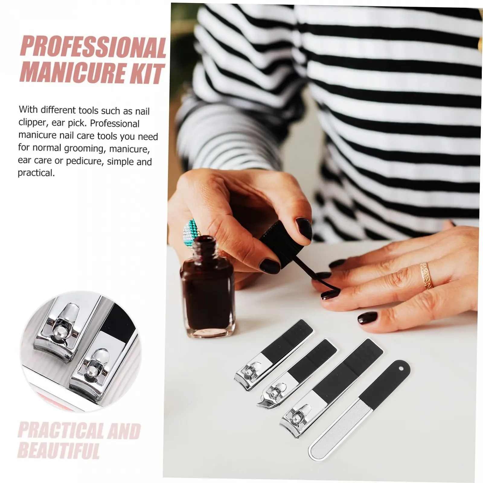 Набор инструментов для маникюра WRITWAA Черный Pu, фото №4