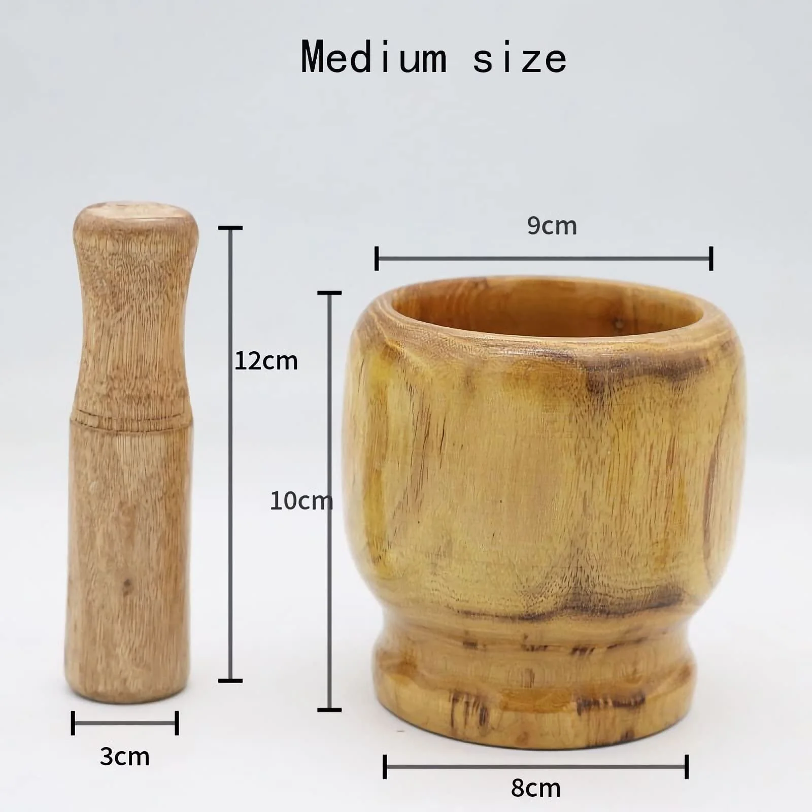 Ступка з товкачиком дерев'яна для подрібнення часнику та спецій Універсальна, фото №4