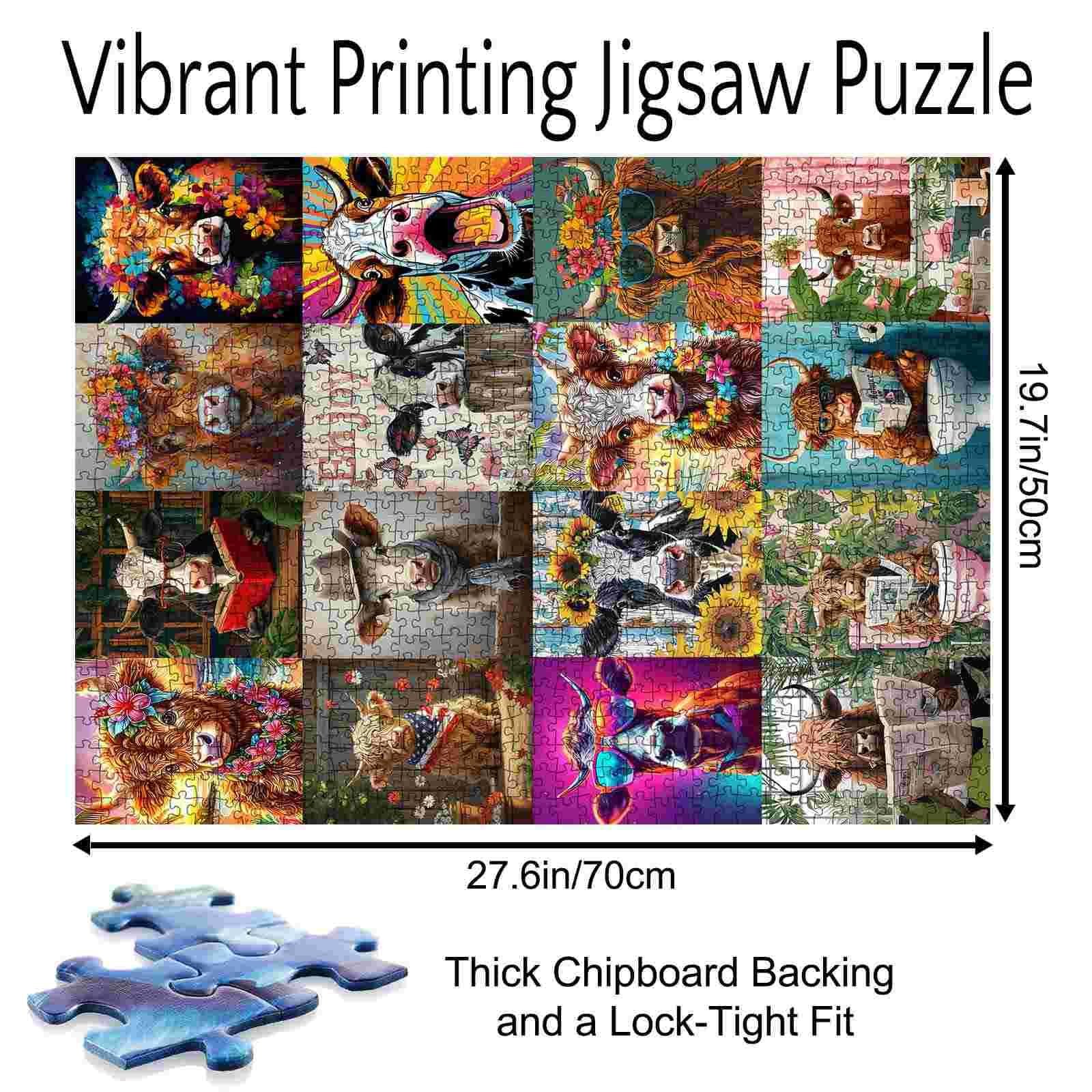 Пазл Farm Animals Black and White Cow Painting 1000 деталей, 50 x 70 cm, многоцветный, фото №2