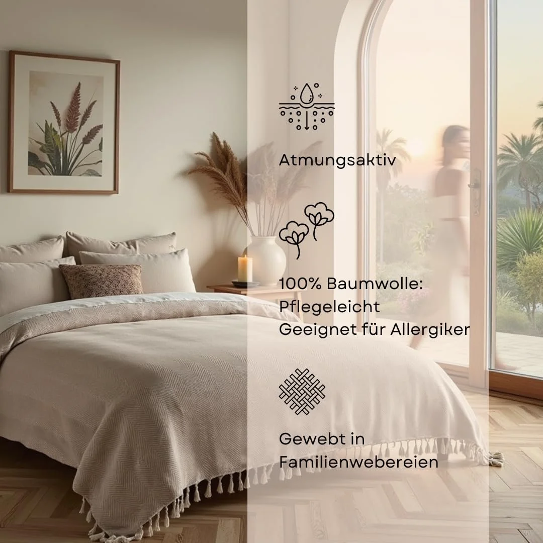 Покрывало BOHORIA Tulum XXL 220 x 240 см Хлопок Натуральный цвет, фото №8