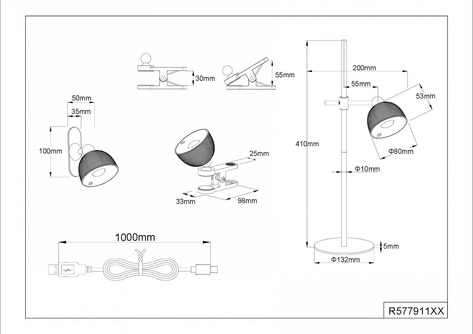 Настільна лампа Reality Leuchten Maxima R57791101 LED акумуляторна металева 3 Ват 4-рівневий сенсор з кріпленнями Біла матова, фото №7