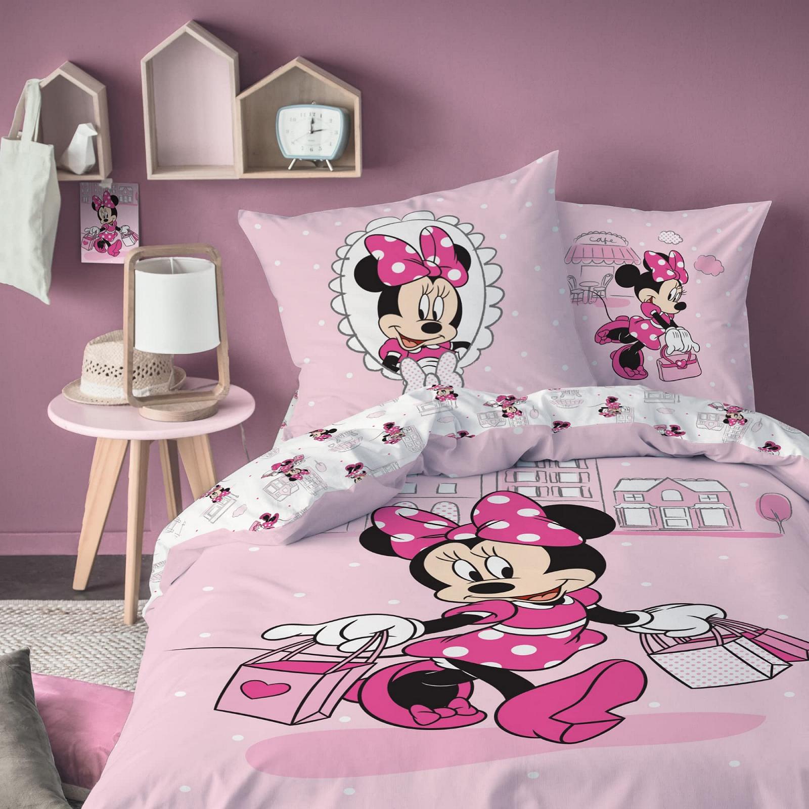 Комплект Постельного Белья Disney Minnie Mouse, Minnie Mouse, Наволочка 80 x 80 см + Пододеяльник 135 x 200 см, Для Девочек, Разноцветный, фото №1
