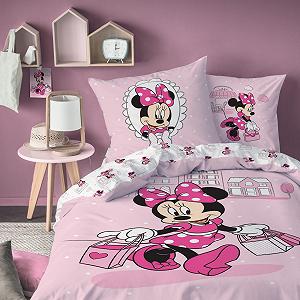 Комплект Постельного Белья Disney Minnie Mouse, Minnie Mouse, Наволочка 80 x 80 см + Пододеяльник 135 x 200 см, Для Девочек, Разноцветный - Фото 1