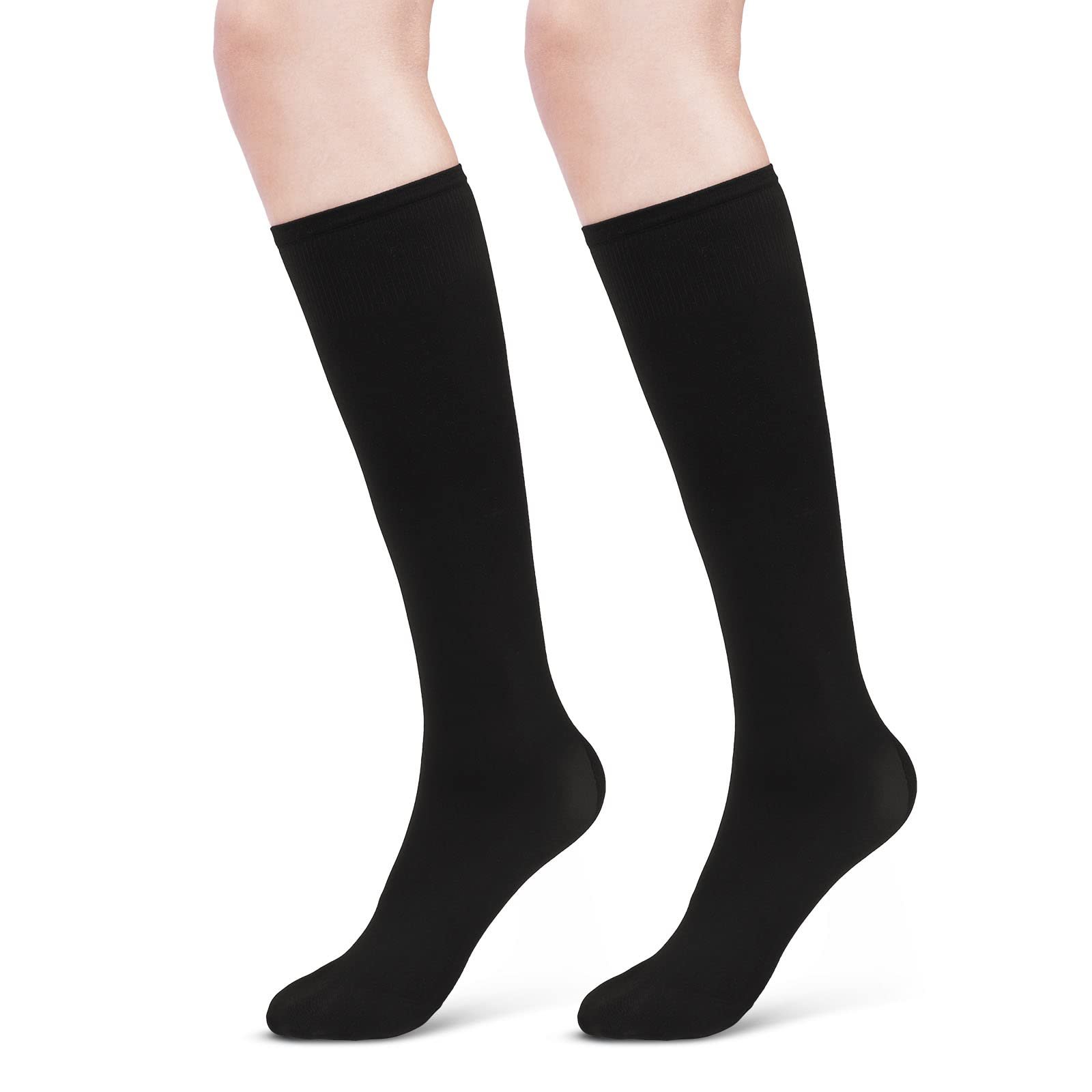 Компрессионные чулки ACWOO для мужчин и женщин, компрессионные медицинские чулки, чулки до колена, антитромбозные чулки, компрессионные носки, поддерживающие чулки для бега, спорта, полета, езды на велосипеде, черные, фото №1