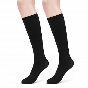 Компрессионные чулки ACWOO для мужчин и женщин, компрессионные медицинские чулки, чулки до колена, антитромбозные чулки, компрессионные носки, поддерживающие чулки для бега, спорта, полета, езды на велосипеде, черные - Фото 1