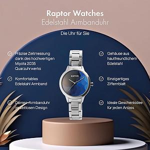 Жіночий годинник Raptor Twinkle RA10200, браслет з нержавіючої сталі, складана застібка, круглий, аналоговий, кварцовий synthetic.ua - Фото 1