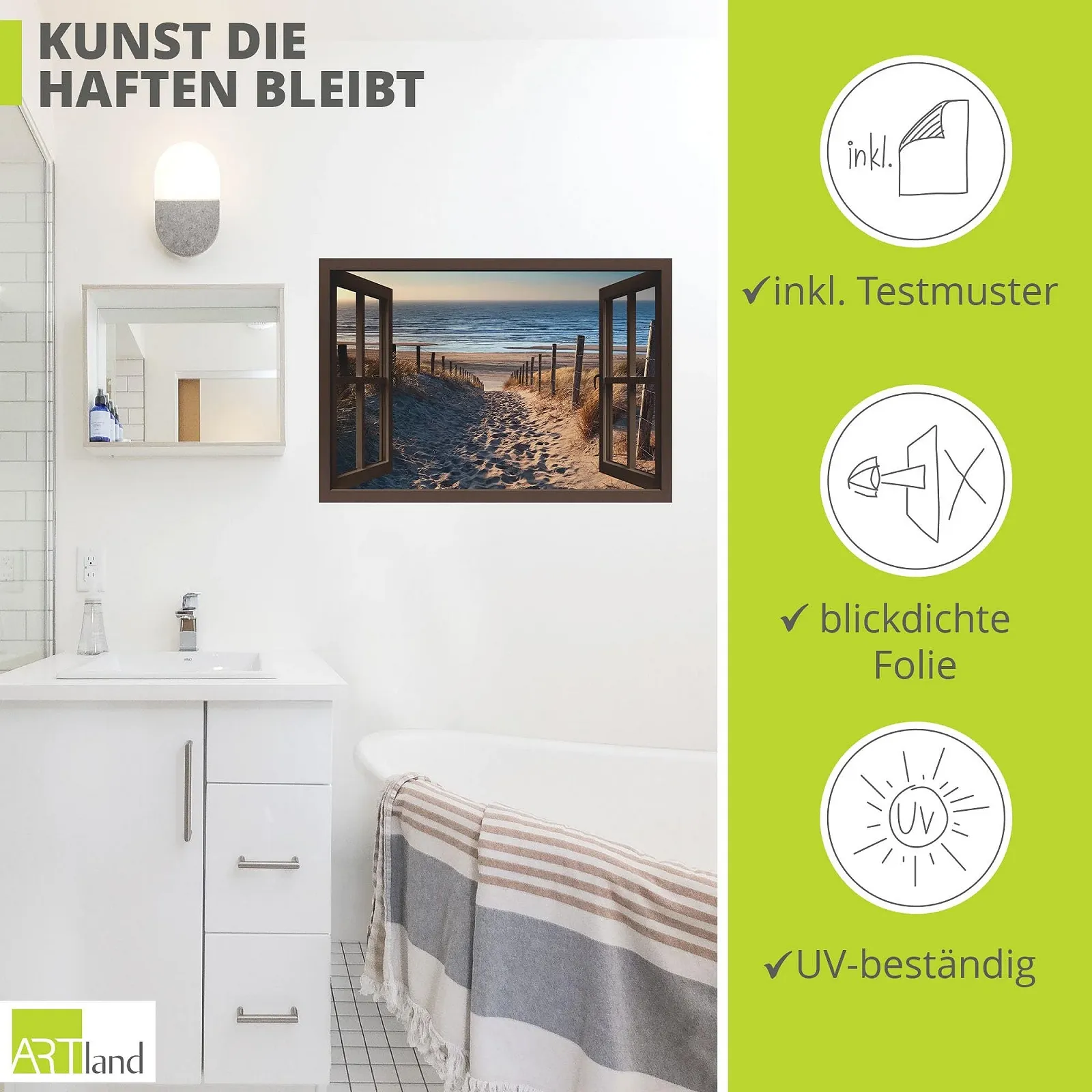 Наклейка на стіну ARTland T6BW Вікно на пляж 100х70 см, фото №2