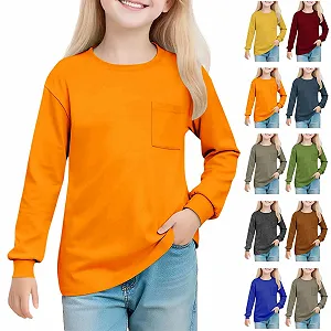 Світшот для дівчинки, однотонний, з довгими рукавами та круглим вирізом synthetic.ua - Фото 1