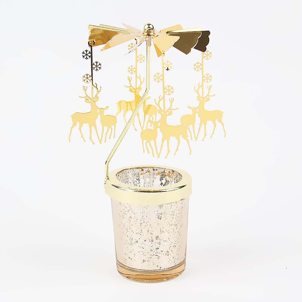 Подсвечник карусельный Tea Light Carousel Glass Tea Light Holder с мотивом маленького оленя, фото №7