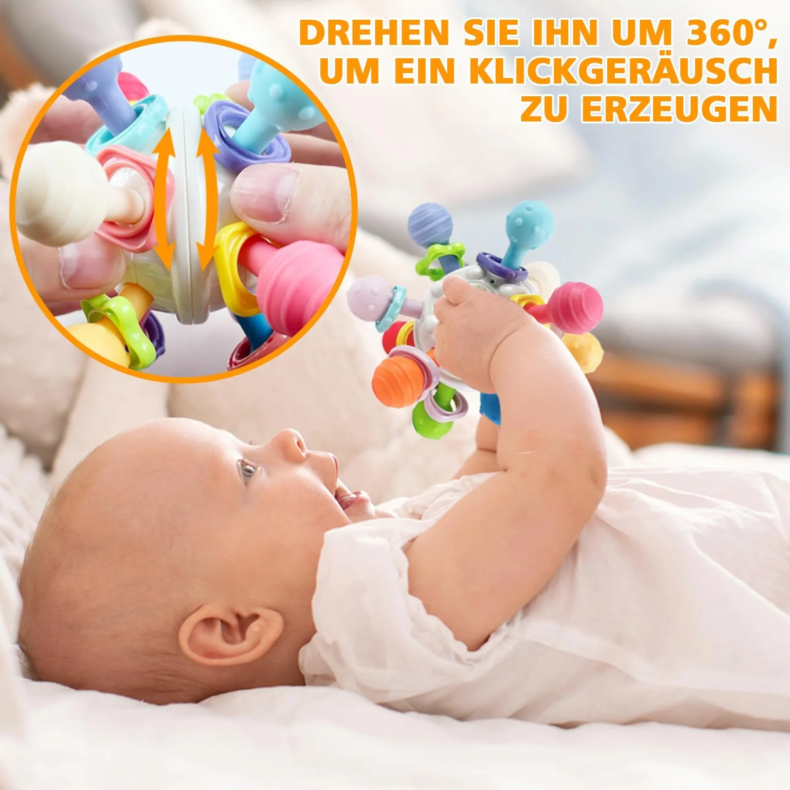 Развивающая игрушка для малышей от 3 месяцев, сенсорный мячик для захвата, для развития моторики., фото №3