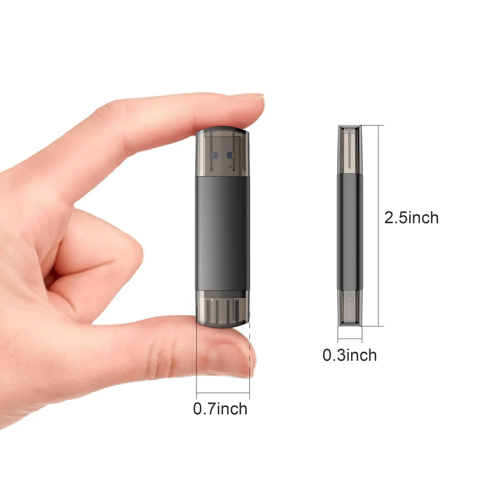 USB-накопичувач 2-в-1 OTG 128 GB 3.0 USB C Stick High Speed Mini Чорний, фото №7