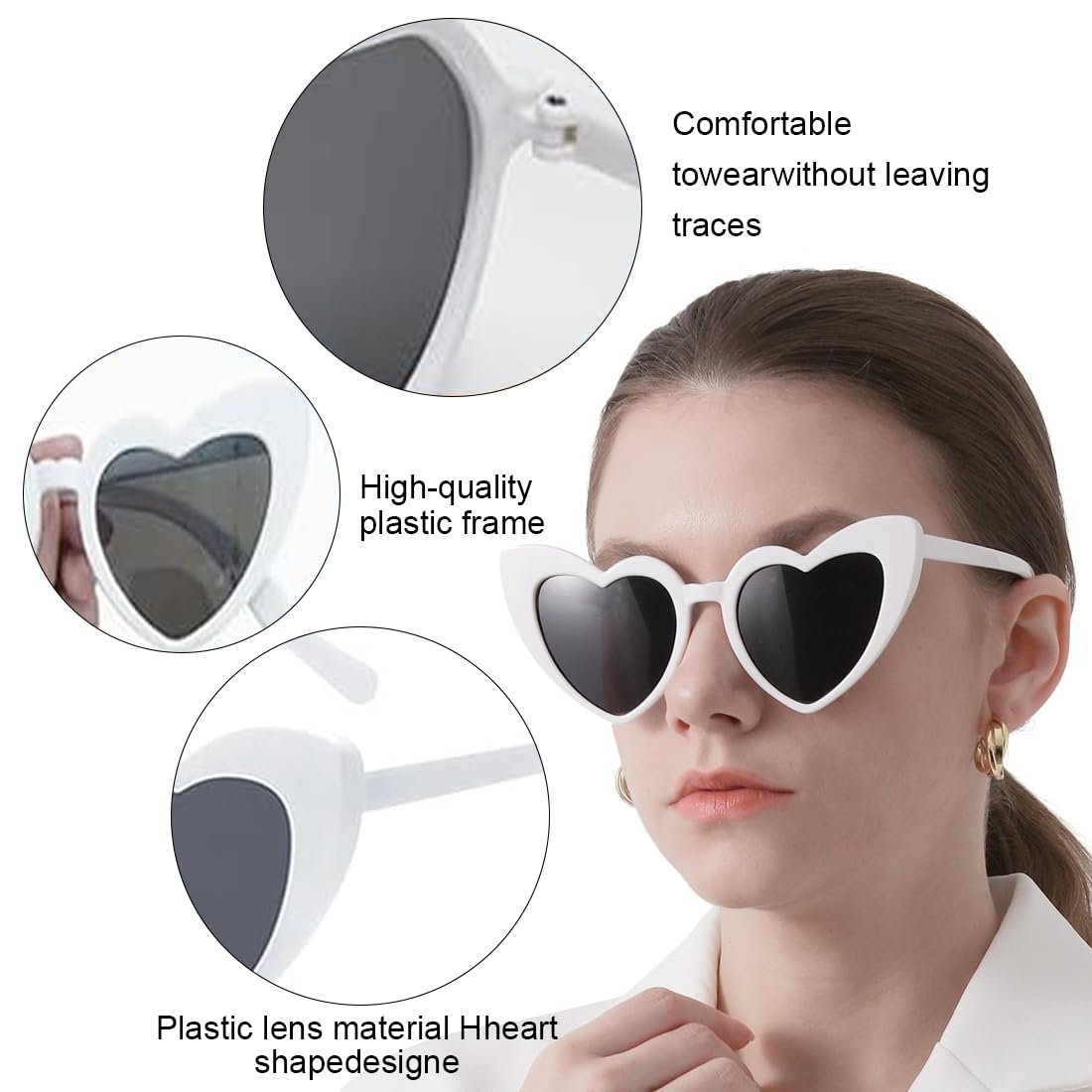 Сонцезахисні окуляри у формі серця IKOPFLN червоні, фото №4 Сонцезахисні окуляри у формі серця IKOPFLN червоні, фото №4