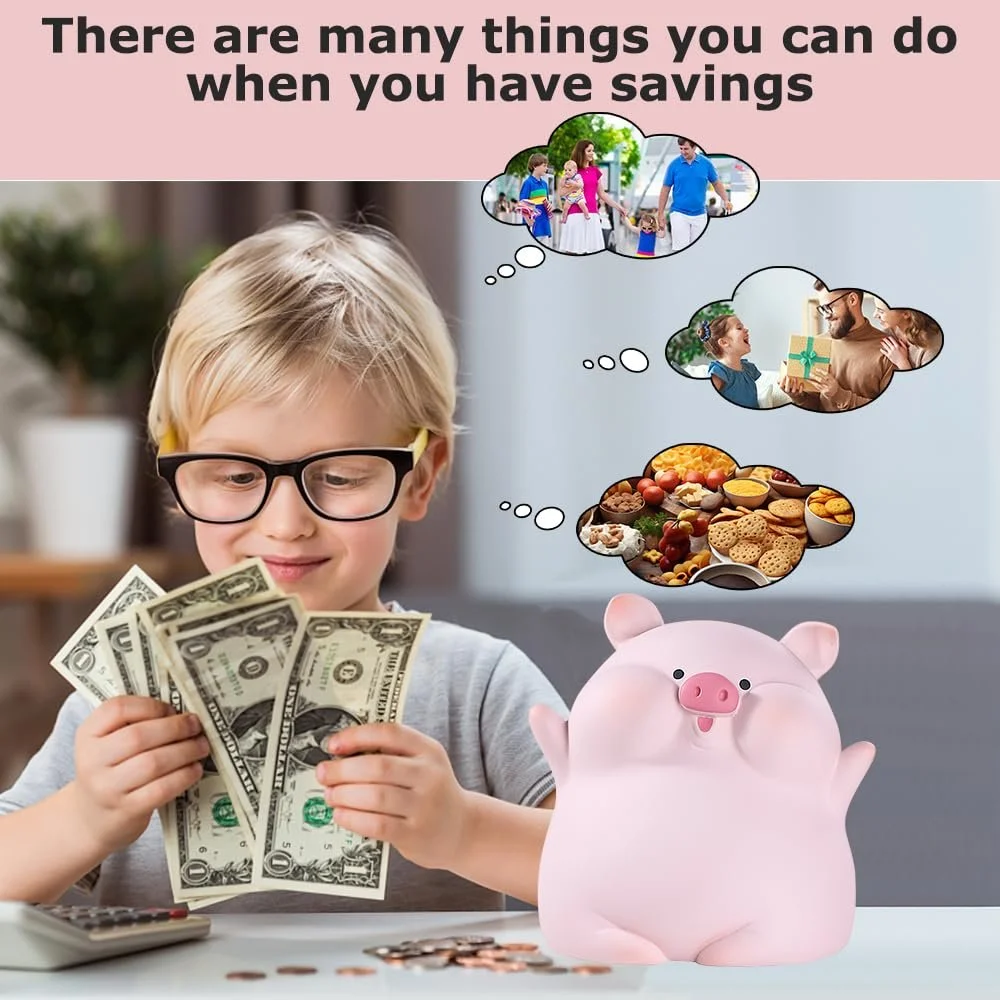 Копилка Resin Enamel Поросенок небьющаяся Розовая, фото №5