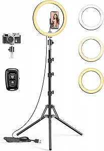 Кільцева лампа Pnitri PNR01 32 см з штативом для телефона Чорний - Фото 1