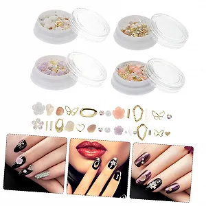 3D Аксессуары для ногтей 4 коробки, украшение для маникюра, подвеска для акриловых ногтей, украшение ракушки, 3D цветы для ногтей, стразы для ногтей synthetic.ua - Фото 1