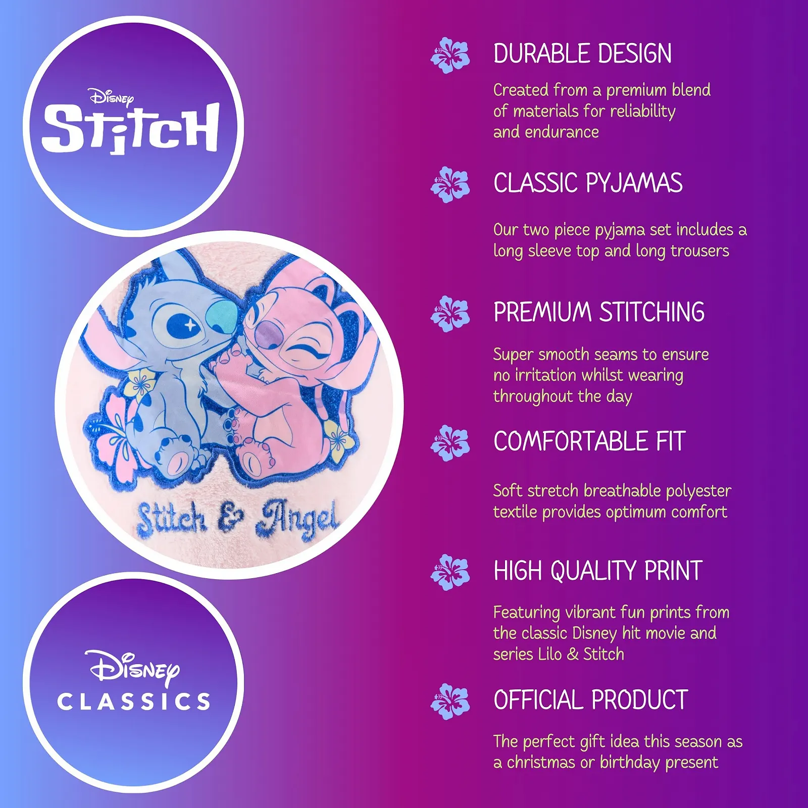 Піжама Disney Lilo and Stitch для дівчат, футболка та довгі велюрові штани, фото №5 Піжама Disney Lilo and Stitch для дівчат, футболка та довгі велюрові штани, фото №5