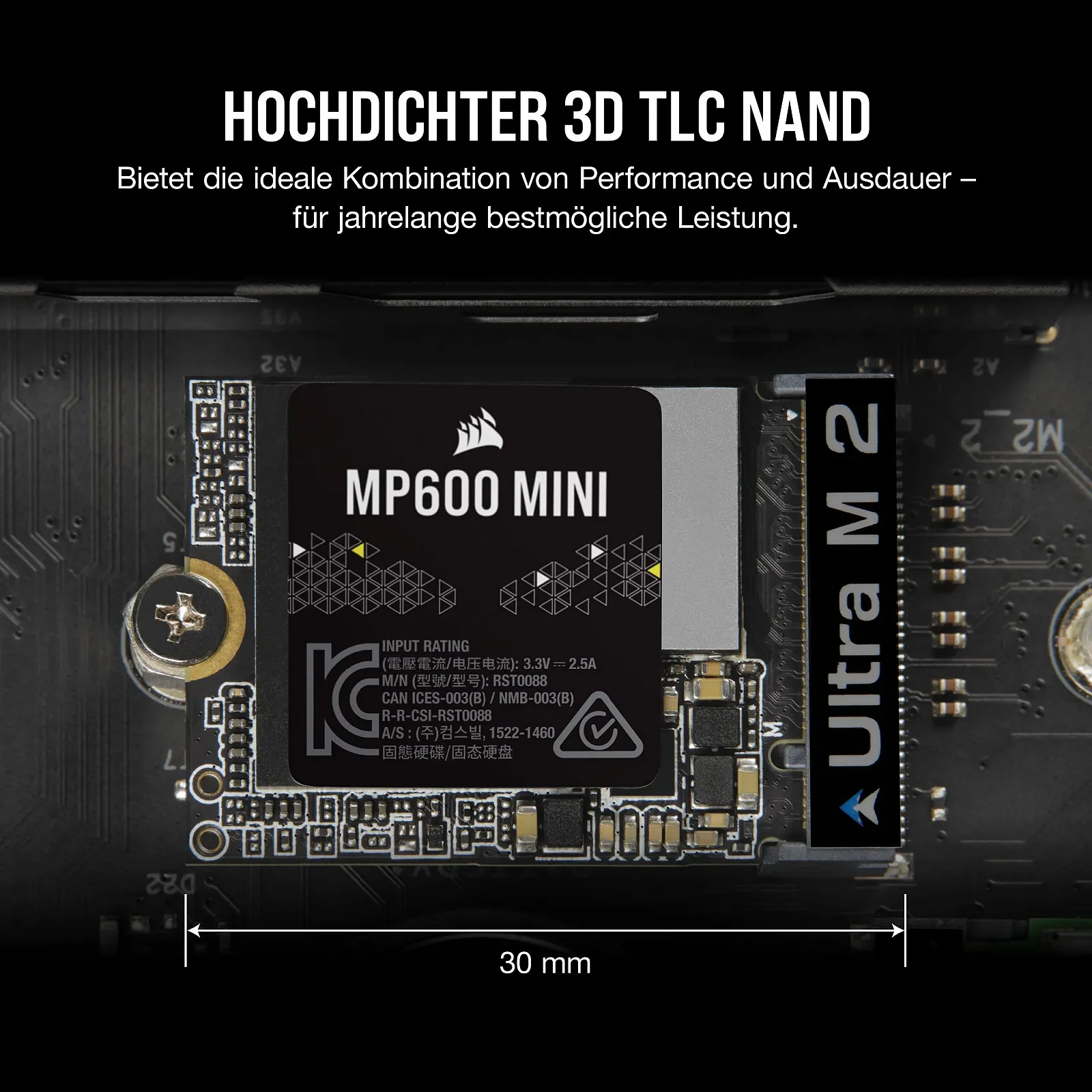 SSD-накопичувач Corsair MP600 MINI 1TB M.2 2230 NVMe PCIe x4 Gen4 Black, фото №5