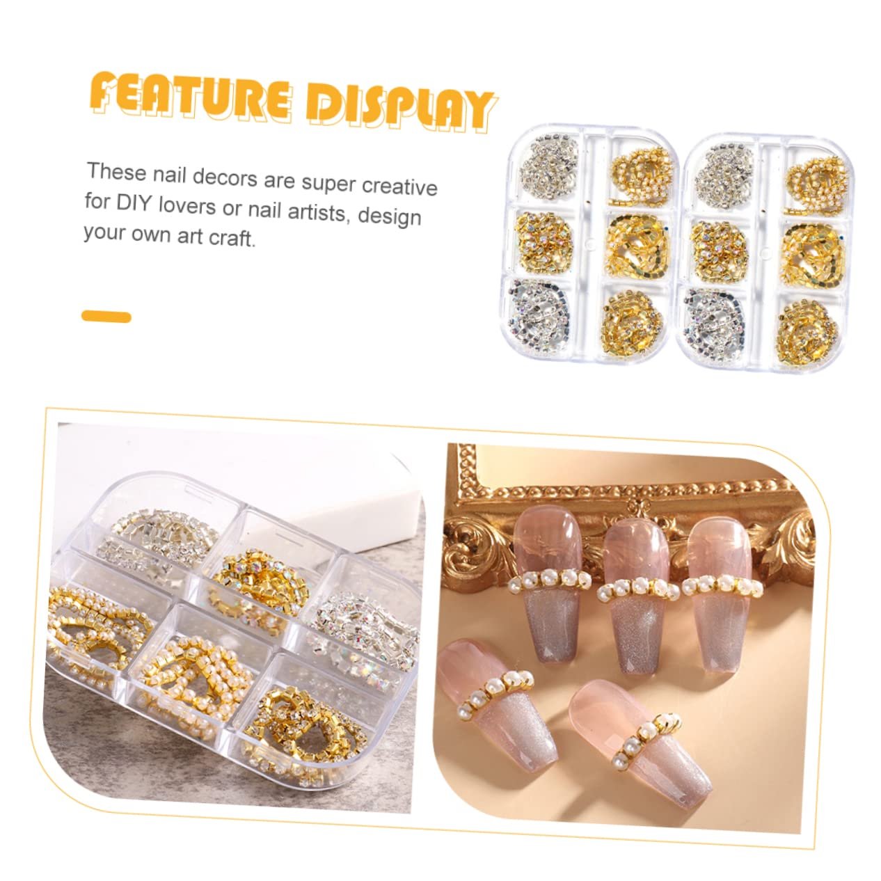 Ланцюжок для дизайну нігтів Healeved Boxen, прикраса, блискучі шарми для манікюру, фото №6