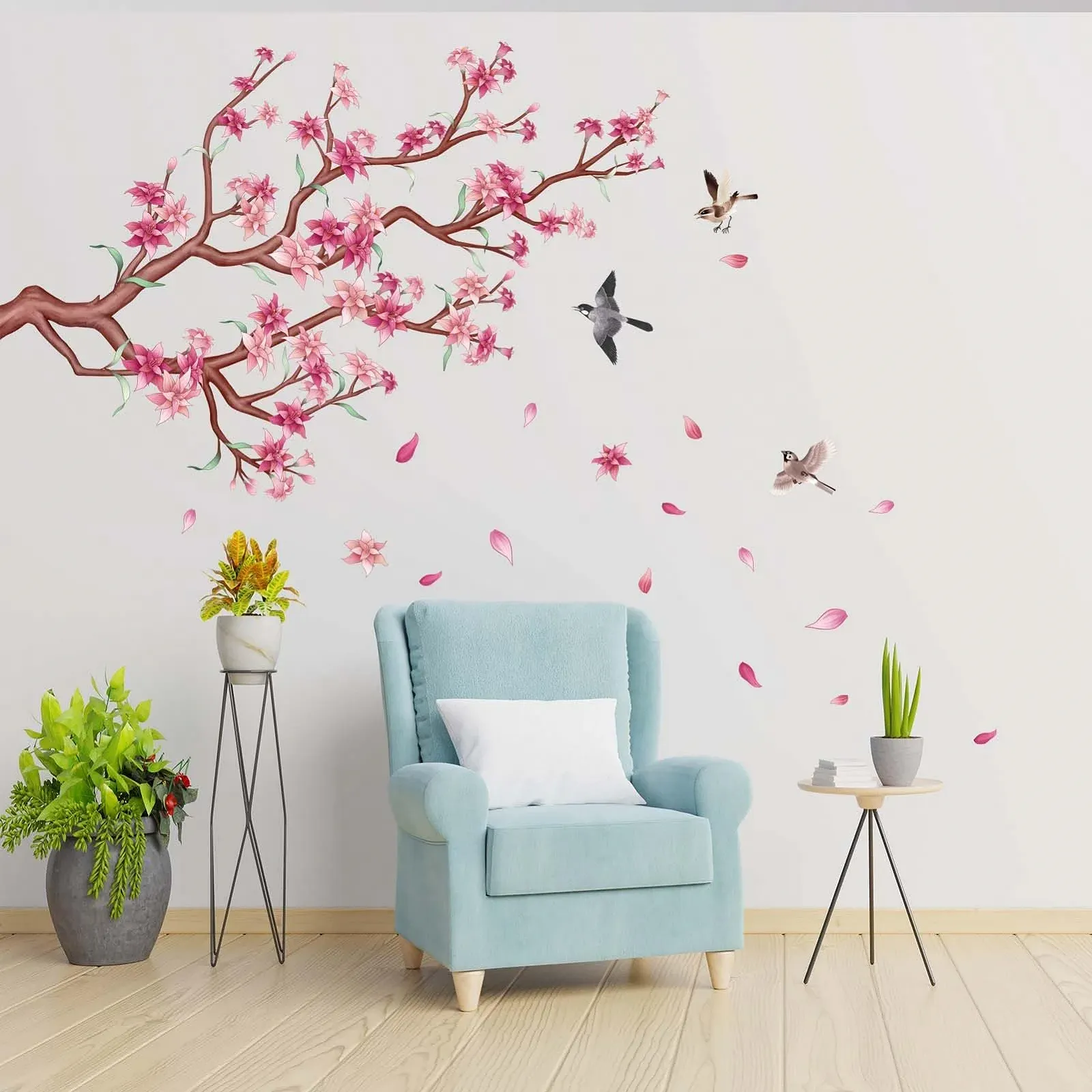 Наклейка на стіну Pink Cherry Blossom Матовий ПВХ Рожевий, фото №1