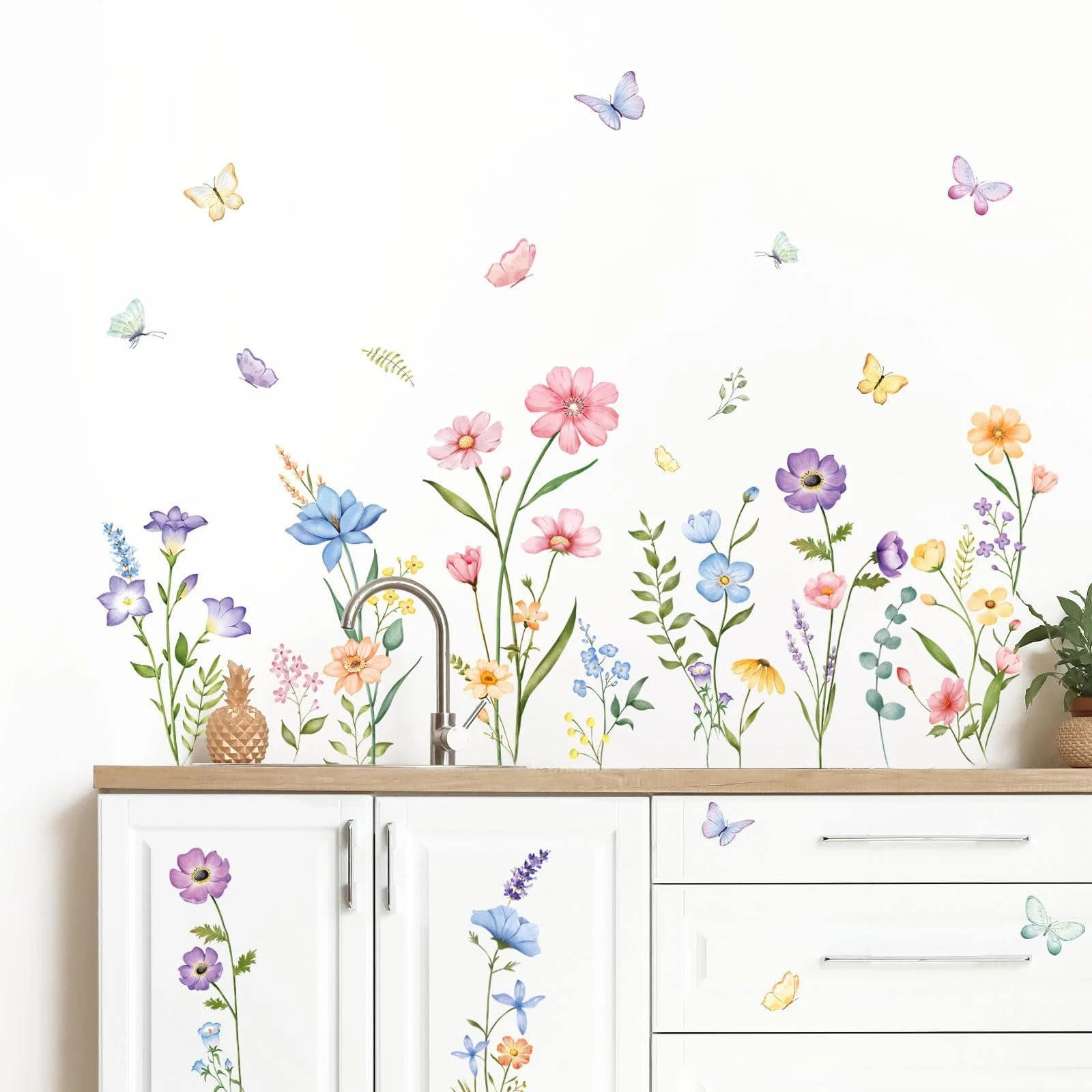 Наклейка на стіну Supzone Wild Flower Butterflies Кольорова, фото №8