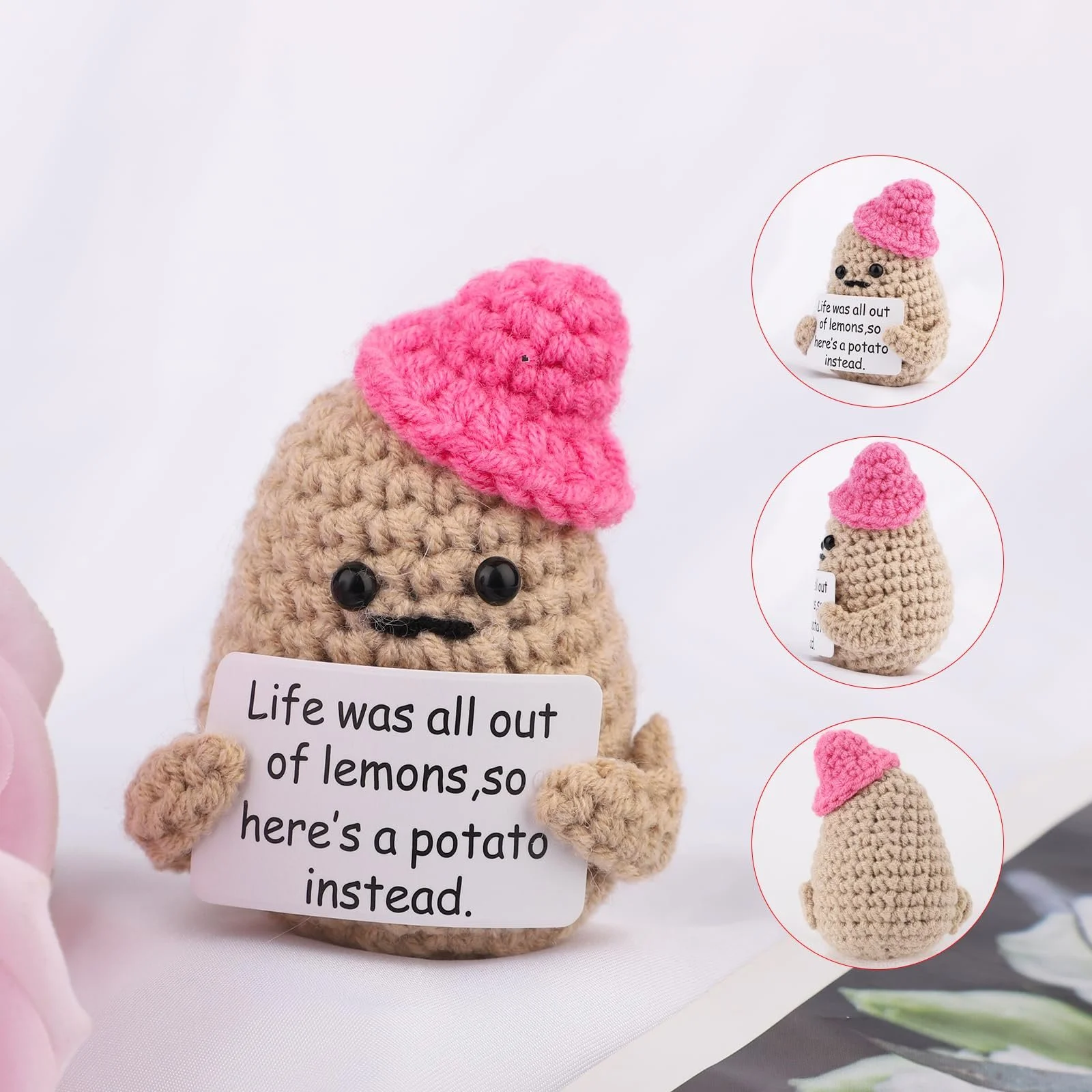 XIHIRCD Positive Potato Mini Забавная вязаная картошка 8.3 см с позитивными карточками, фото №4 XIHIRCD Positive Potato Mini Забавная вязаная картошка 8.3 см с позитивными карточками, фото №4