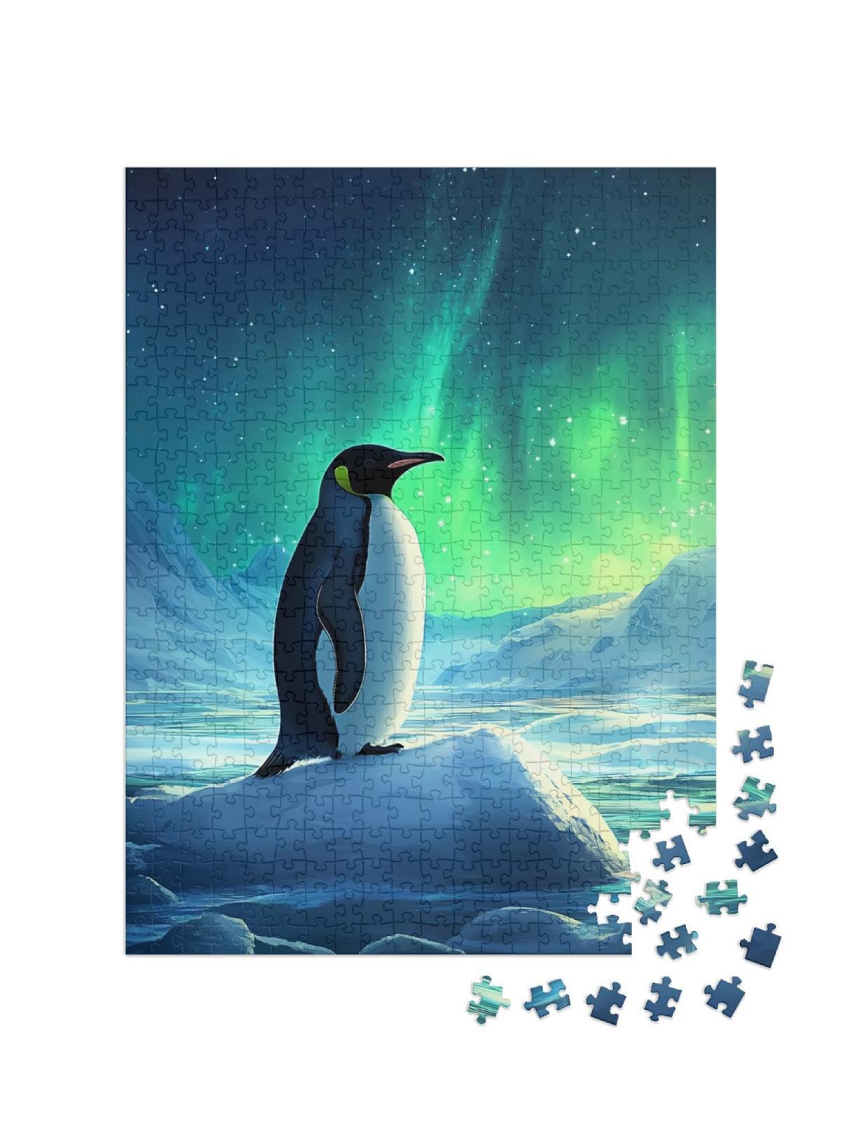 Пазл puzzleYOU "Penguin Under the Spell of the Northern Lights" 500 деталей, фото №2
