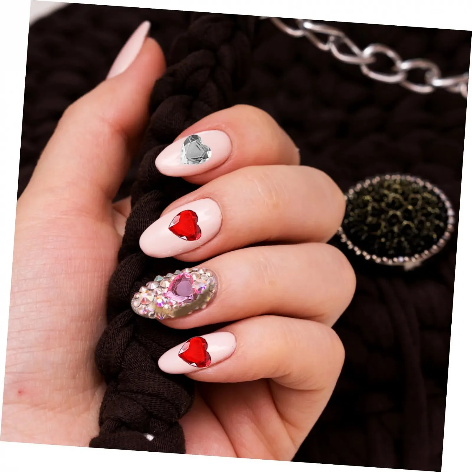 Наклейки в форме сердца со стразами 12 листов, драгоценные камни для лица, самоклеящиеся стразы, акриловые в форме сердца, фото №6